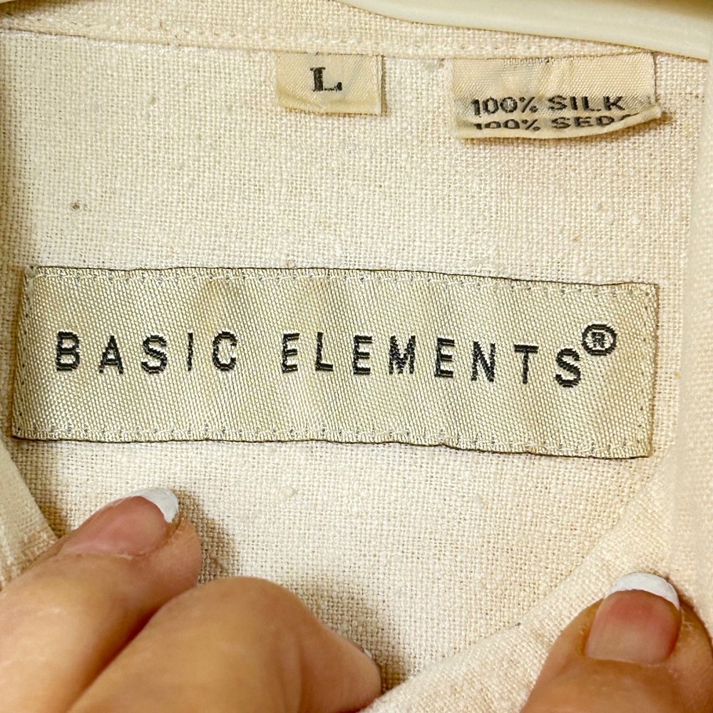 Basic Elements Silk Button Down Shirt Long Sleeve… - image 4